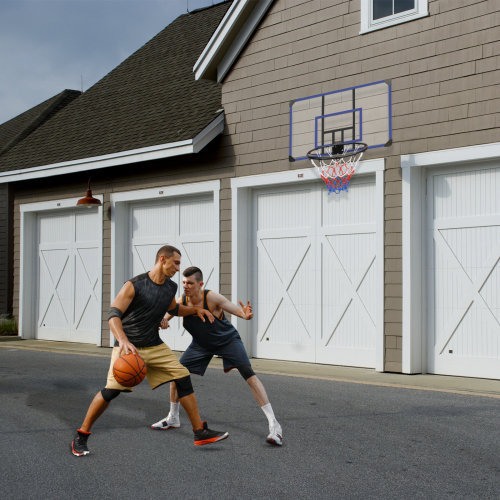 44x30 Inch Wall Mount Basketball Hoop - PET Backboard, Double Spring Rim, For Home Gym Or Club